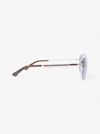 Gucci Square Framed Sunglasses Silver / Red / Blue Acetate 140mm
