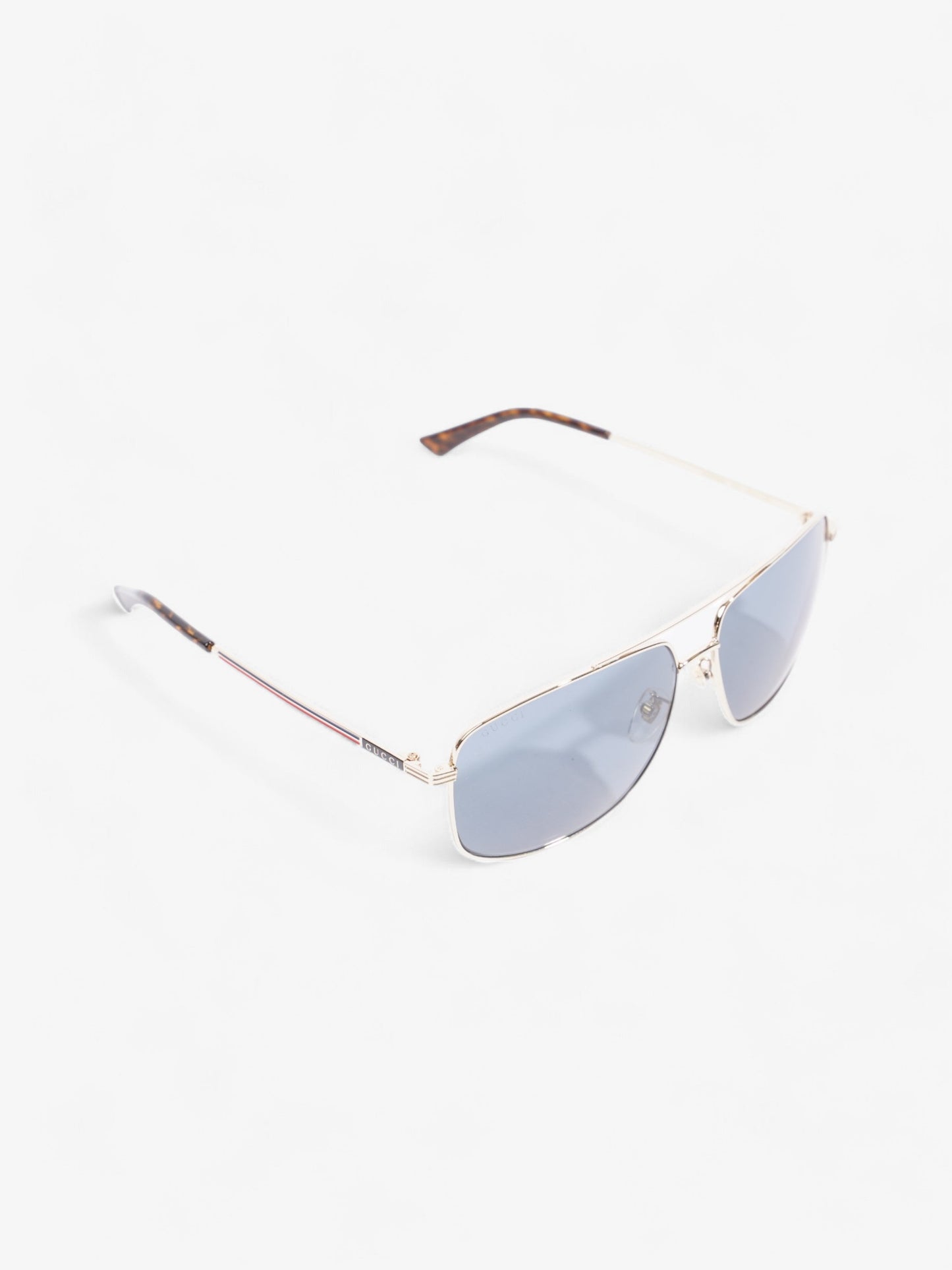 Gucci Square Framed Sunglasses Silver / Red / Blue Acetate 140mm