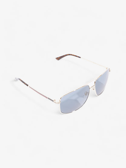 Gucci Square Framed Sunglasses Silver / Red / Blue Acetate 140mm