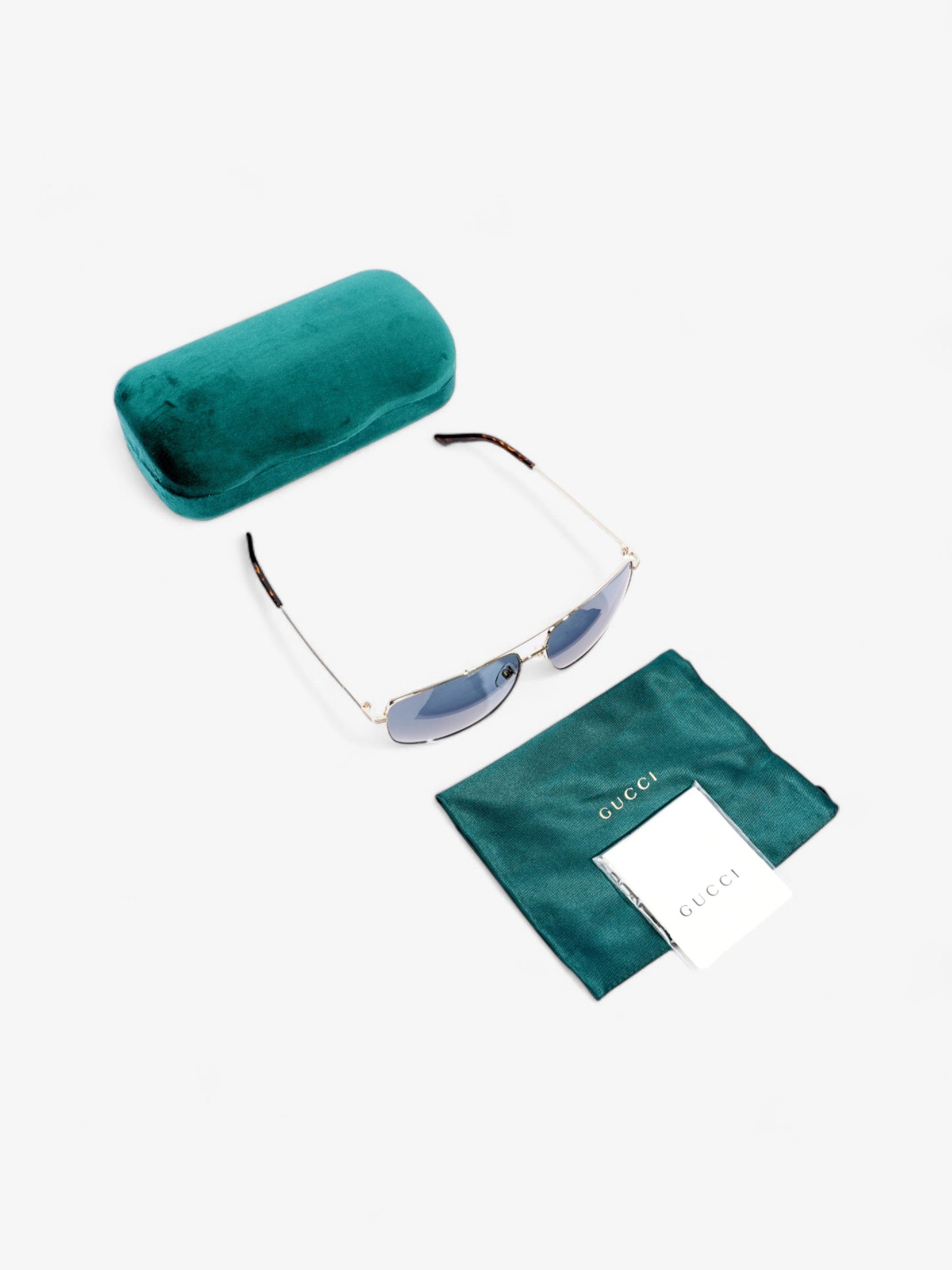 Gucci Square Framed Sunglasses Silver / Red / Blue Acetate 140mm