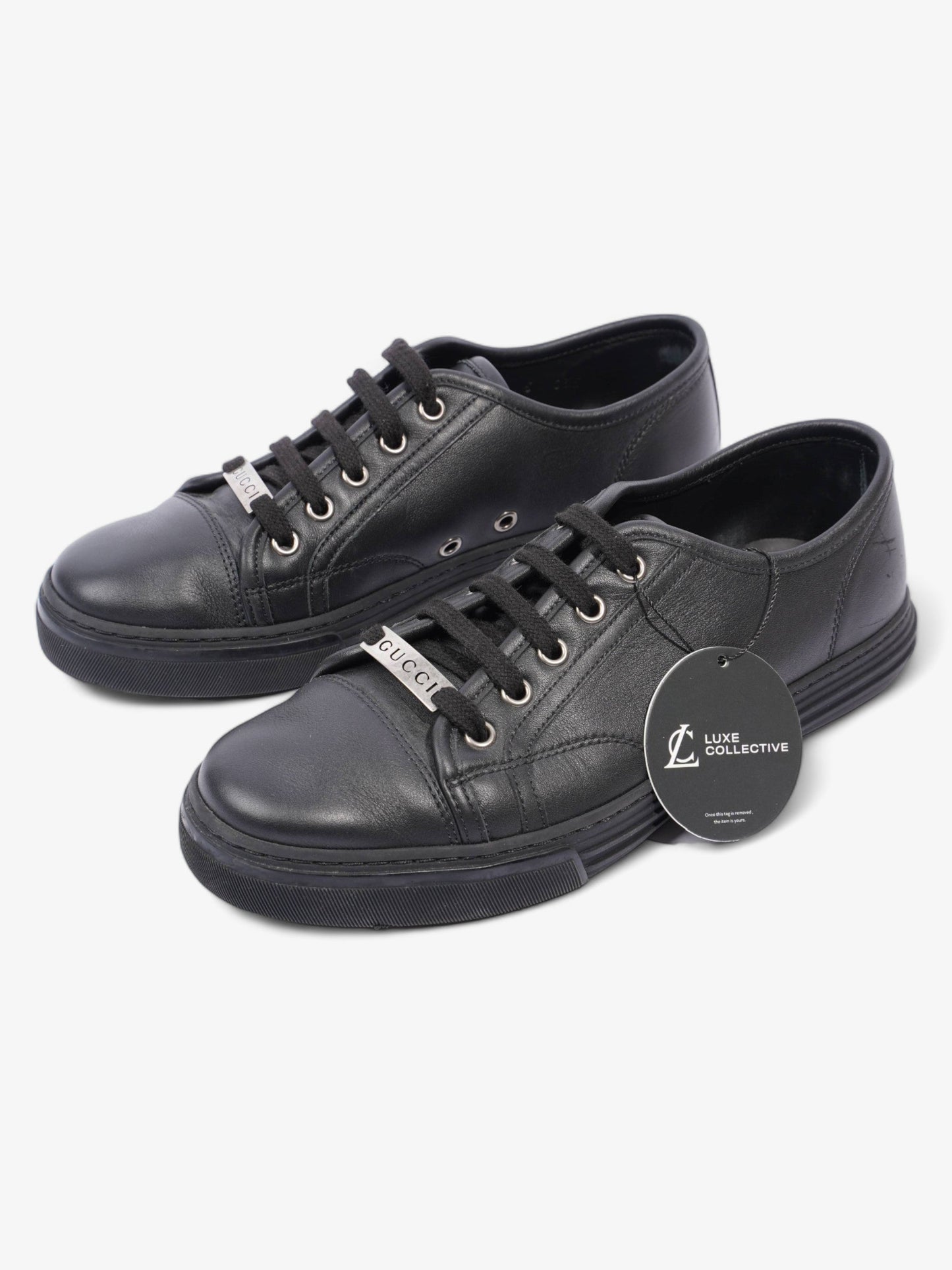 Gucci Low Top Sneaker Black Leather EU 39 UK 5