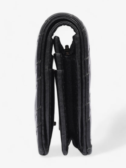 Gucci GG Marmont Card Case Wallet Black / Gold Matelasse Leather