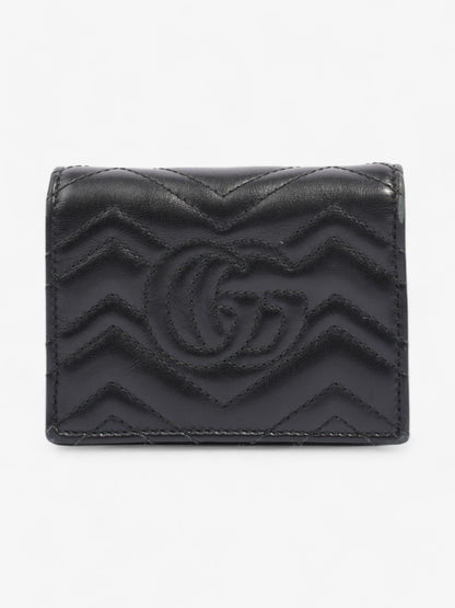 Gucci GG Marmont Card Case Wallet Black / Gold Matelasse Leather