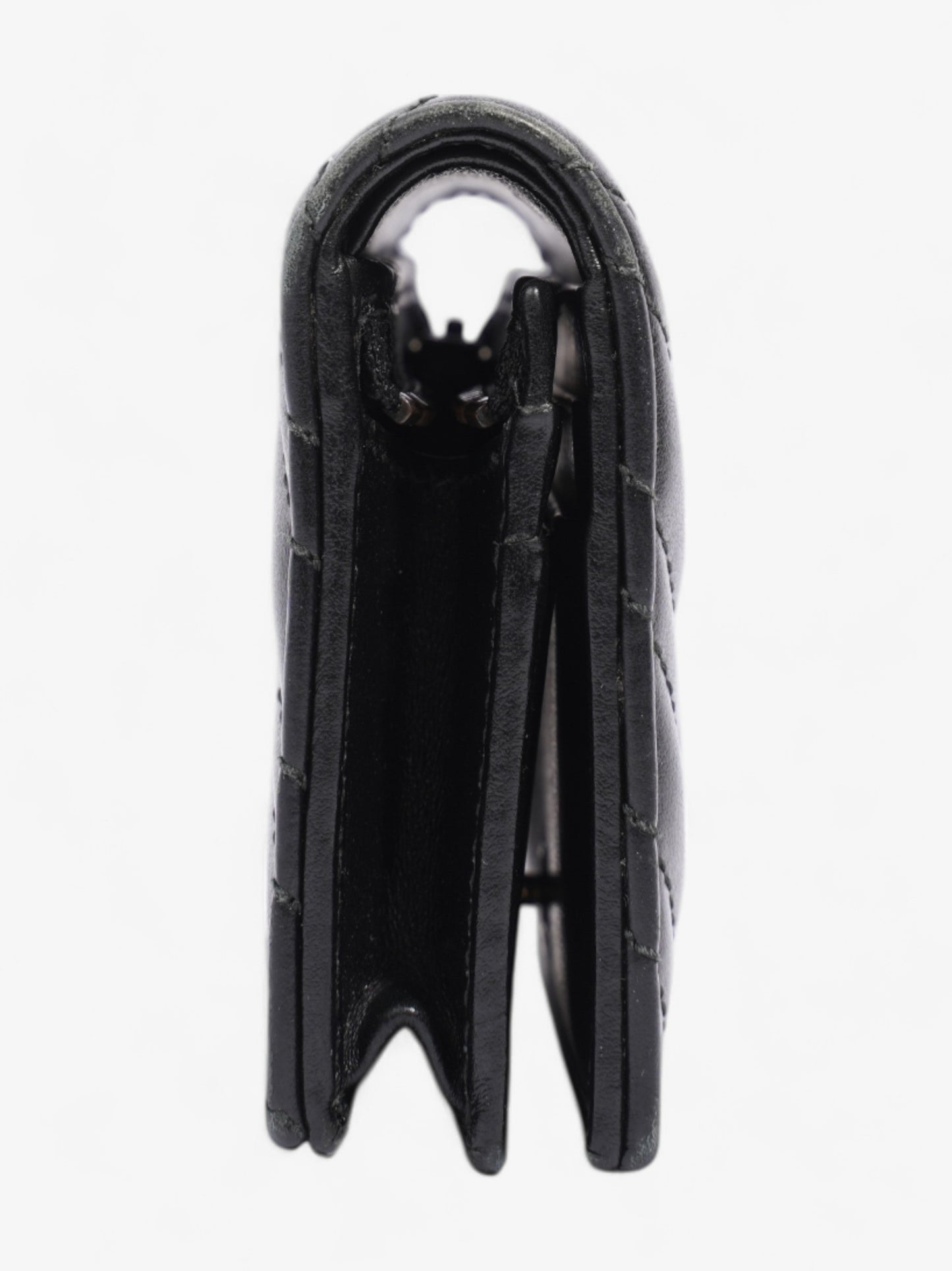 Gucci GG Marmont Card Case Wallet Black / Gold Matelasse Leather