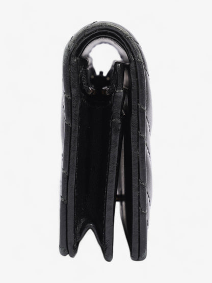 Gucci GG Marmont Card Case Wallet Black / Gold Matelasse Leather