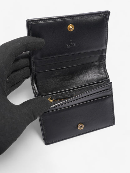 Gucci GG Marmont Card Case Wallet Black / Gold Matelasse Leather