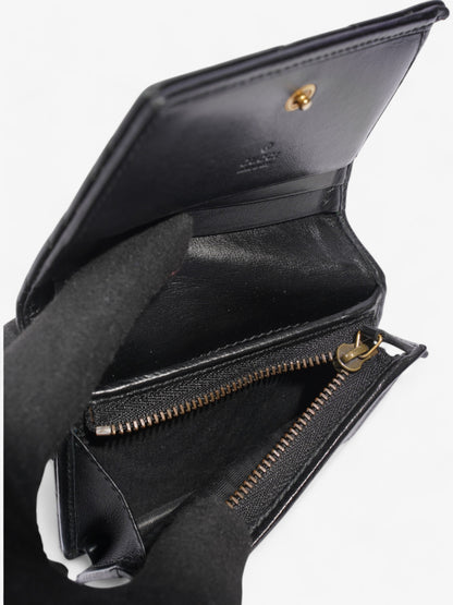 Gucci GG Marmont Card Case Wallet Black / Gold Matelasse Leather