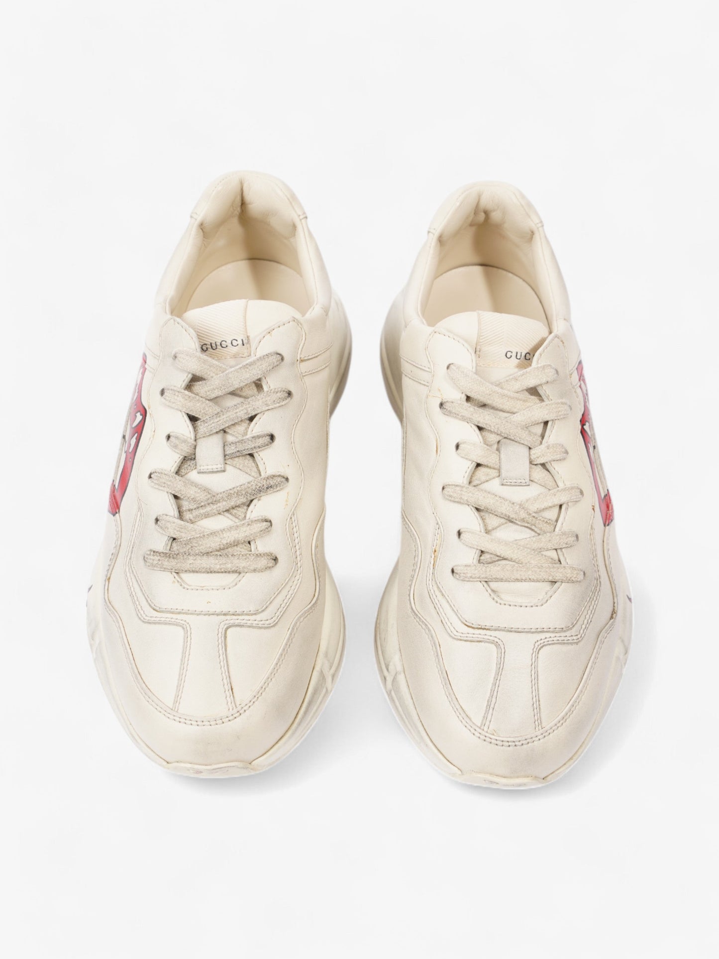Gucci Rhyton 'Lips' Sneakers Beige  / Red / Black Leather EU 41.5 UK 7.5