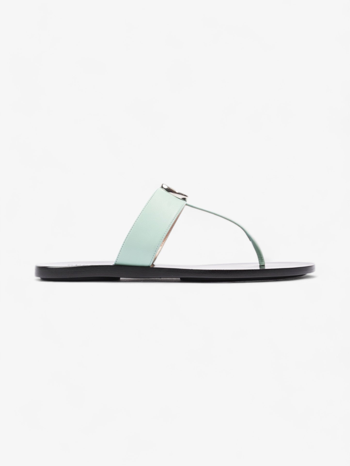 Gucci GG Marmont Thong Sandals Turquoise  / Black Calfskin Leather EU 39.5 UK 6.5