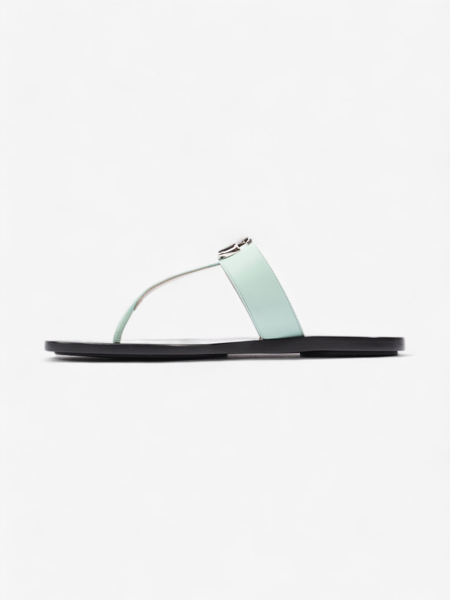 Gucci GG Marmont Thong Sandals Turquoise  / Black Calfskin Leather EU 39.5 UK 6.5