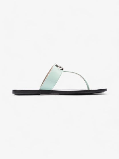 Gucci GG Marmont Thong Sandals Turquoise  / Black Calfskin Leather EU 39.5 UK 6.5