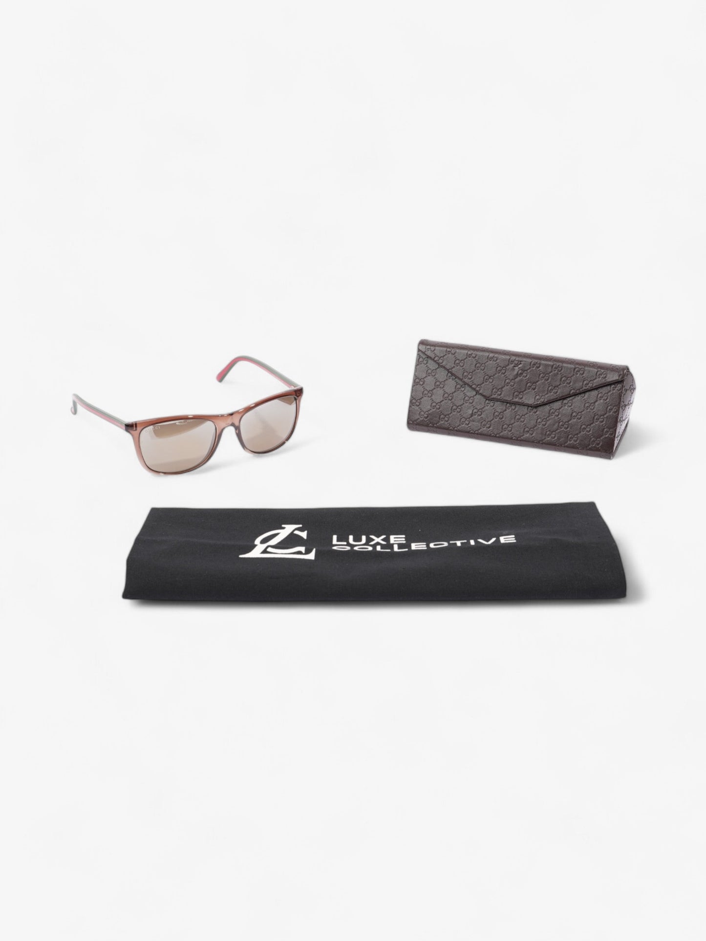 Gucci Web Sunglasses Brown / Red / Green Acetate 145mm
