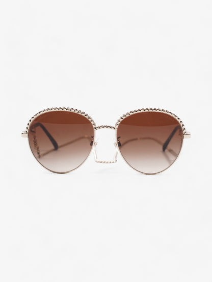 Chanel Round Chain Sunglasses Gold Base Metal 135mm
