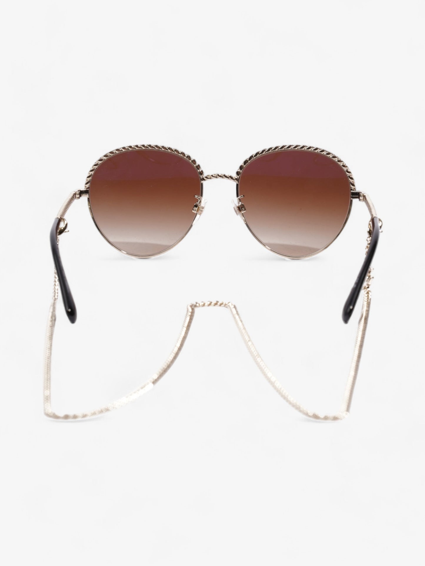 Chanel Round Chain Sunglasses Gold Base Metal 135mm
