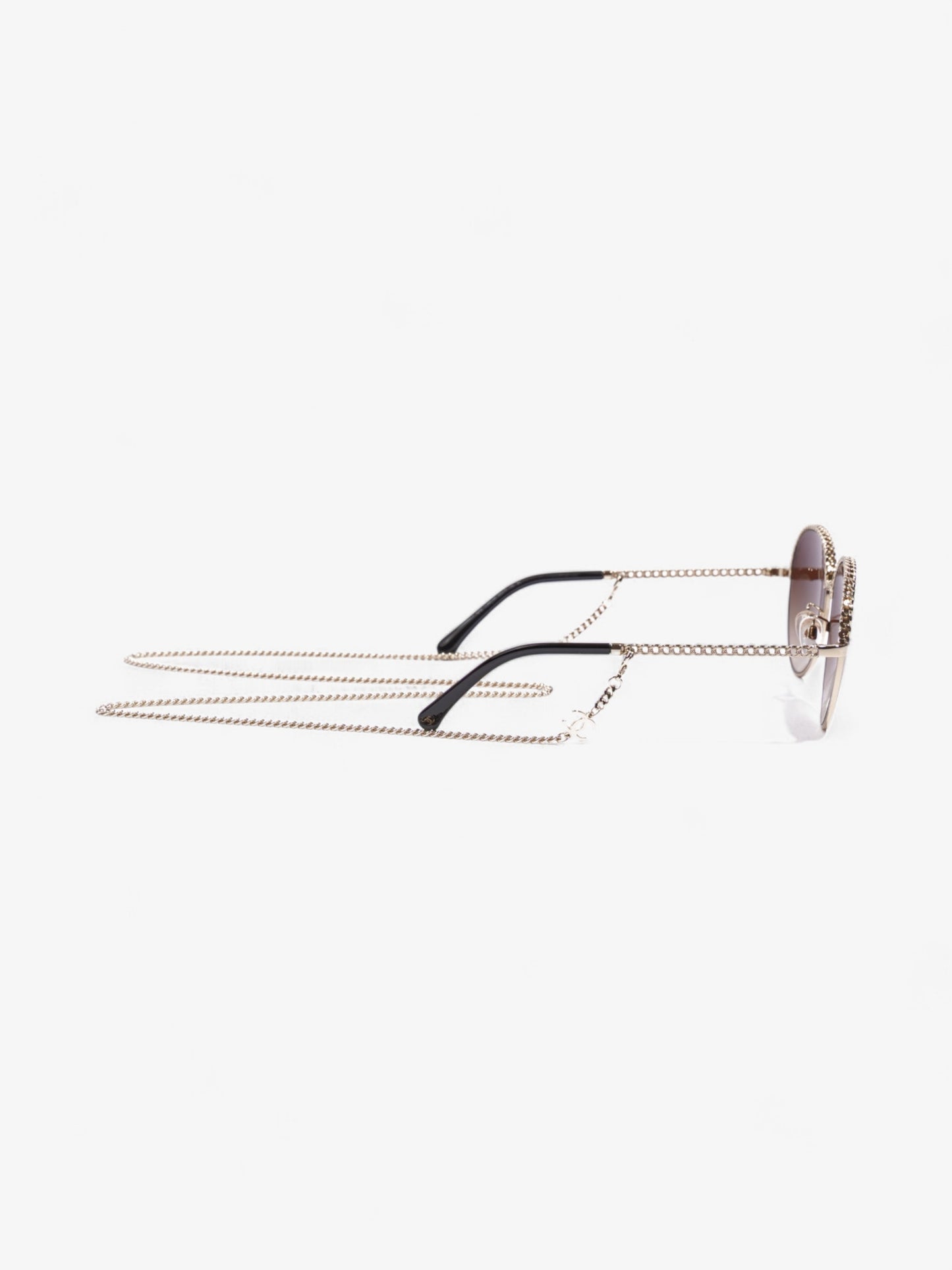 Chanel Round Chain Sunglasses Gold Base Metal 135mm