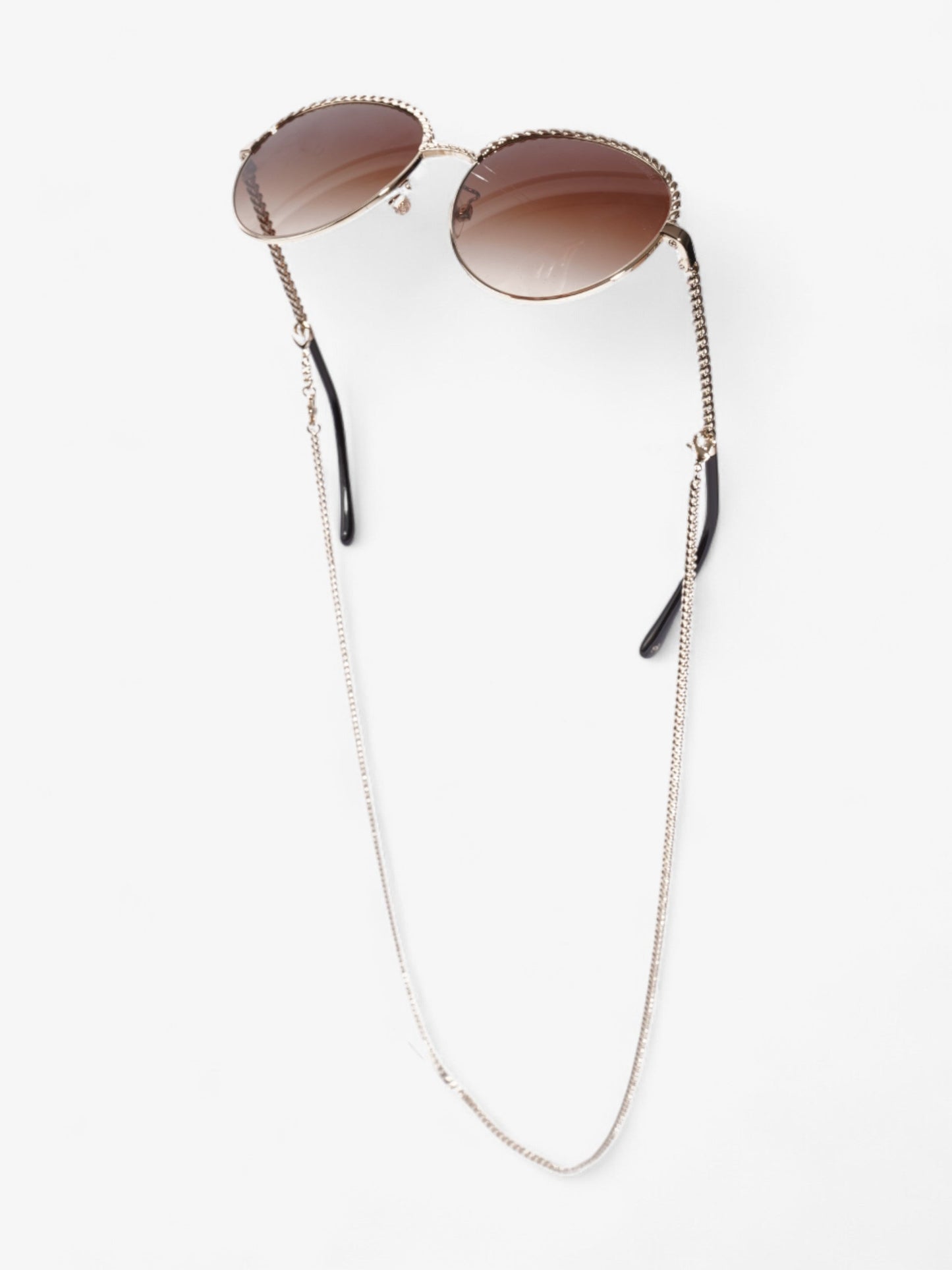Chanel Round Chain Sunglasses Gold Base Metal 135mm