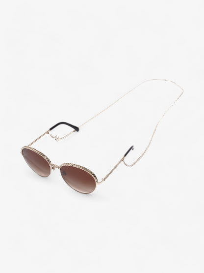 Chanel Round Chain Sunglasses Gold Base Metal 135mm