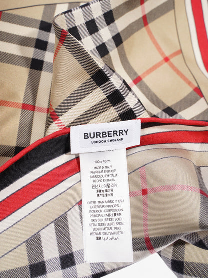 Burberry Vintage Check Losange Archive Beige / Red Silk