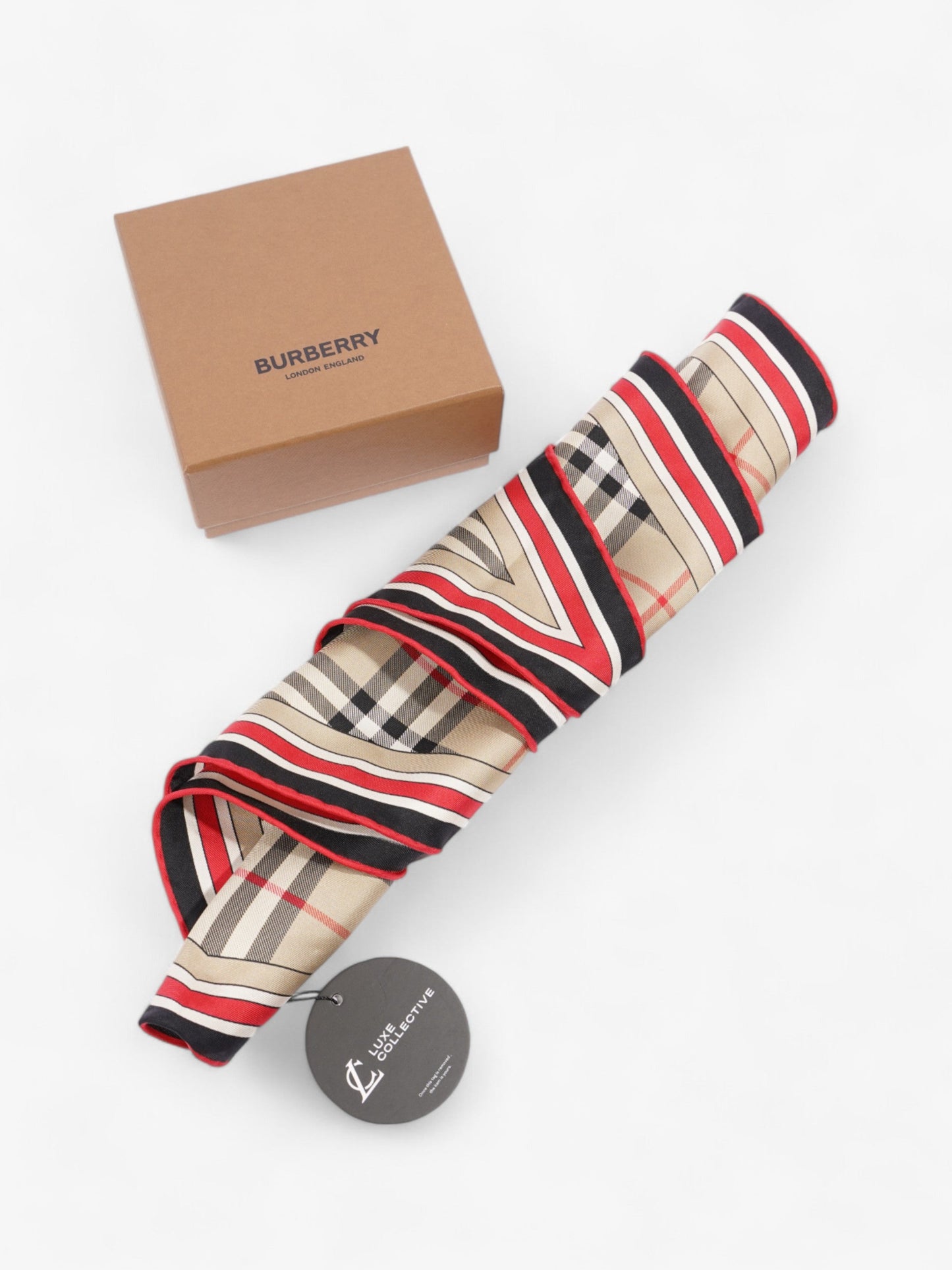 Burberry Vintage Check Losange Archive Beige / Red Silk