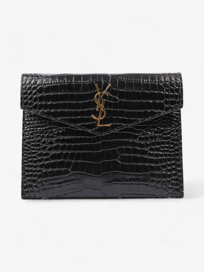 Saint Laurent Uptown Clutch Black Embossed Leather