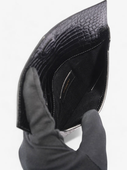Saint Laurent Uptown Clutch Black Embossed Leather