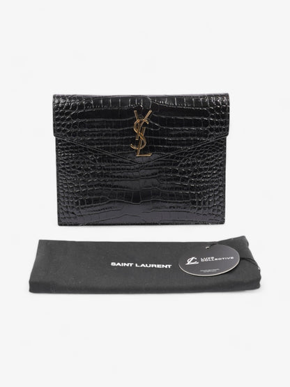 Saint Laurent Uptown Clutch Black Embossed Leather
