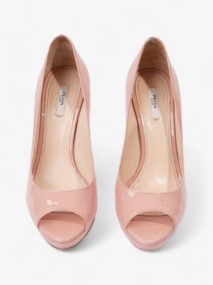 Prada Peep Toe Heels 100 Pink Patent Leather EU 40.5 UK 7.5