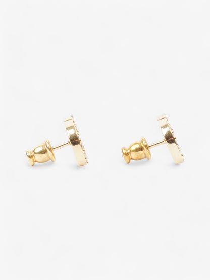 Christian Dior CD Earrings Gold / White Base Metal