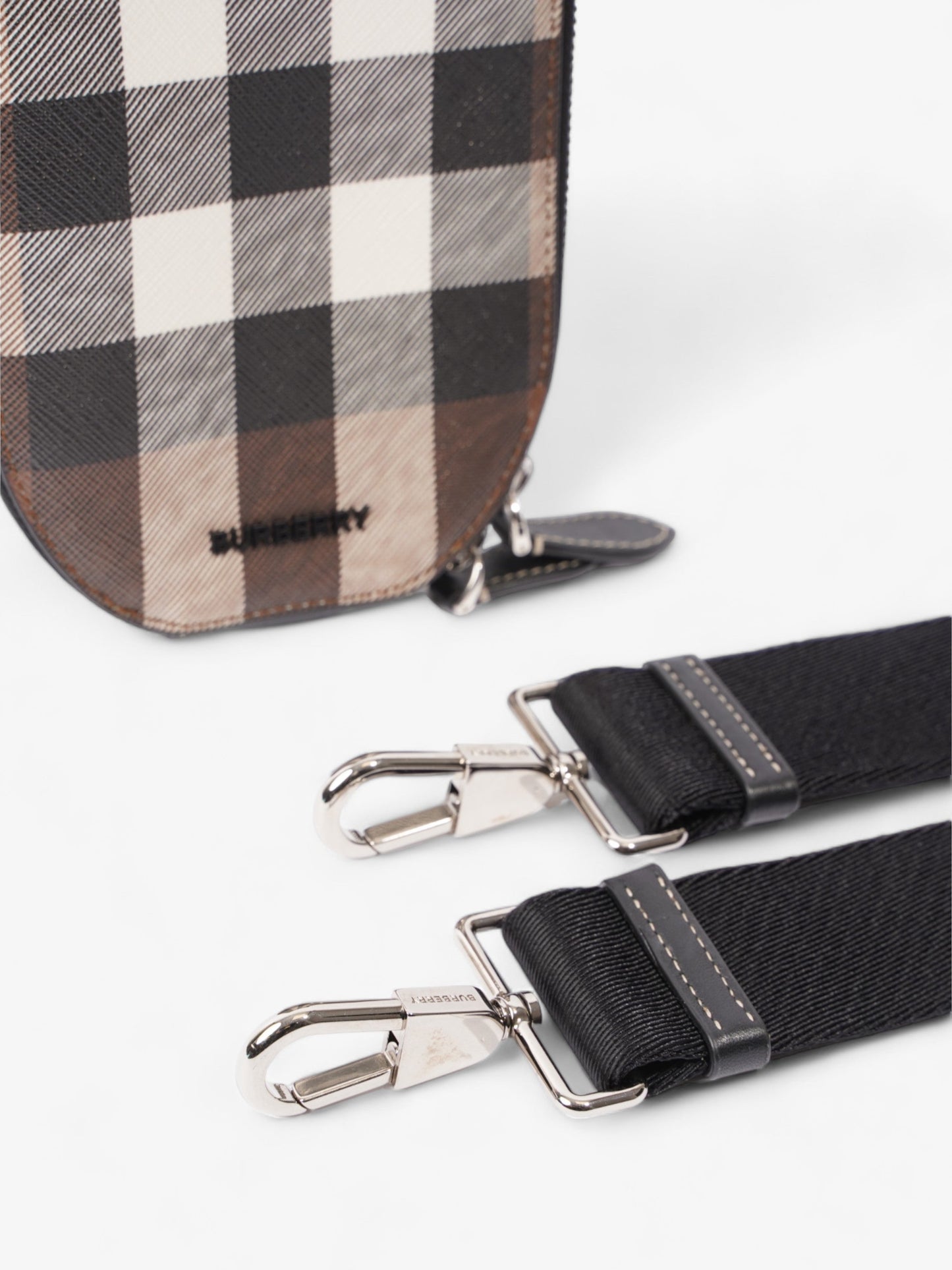 Burberry Phone Case Crossbody Dark Birch Brown Coated Canvas