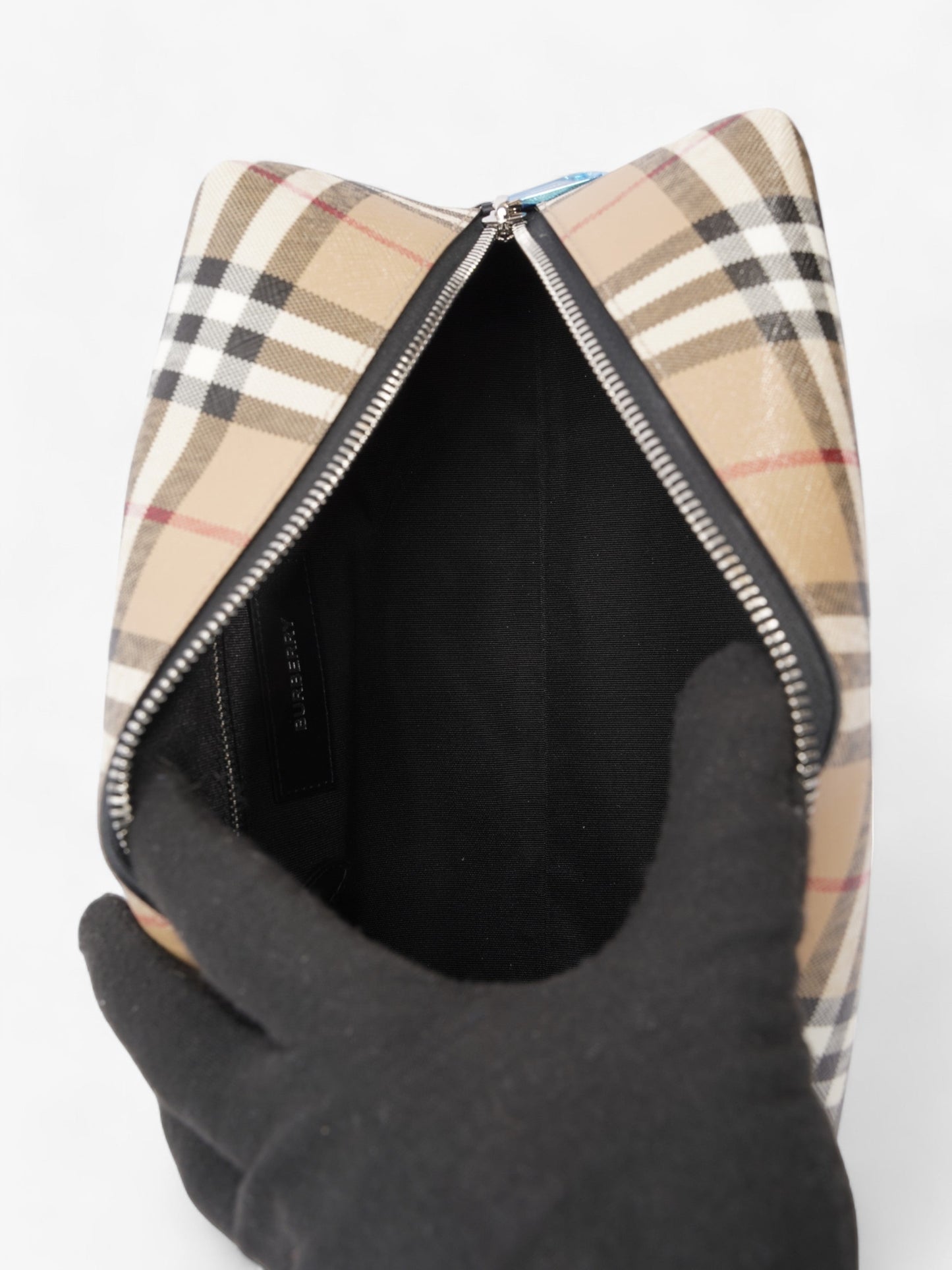 Burberry Wash Bag Archive Beige Coated Canvas