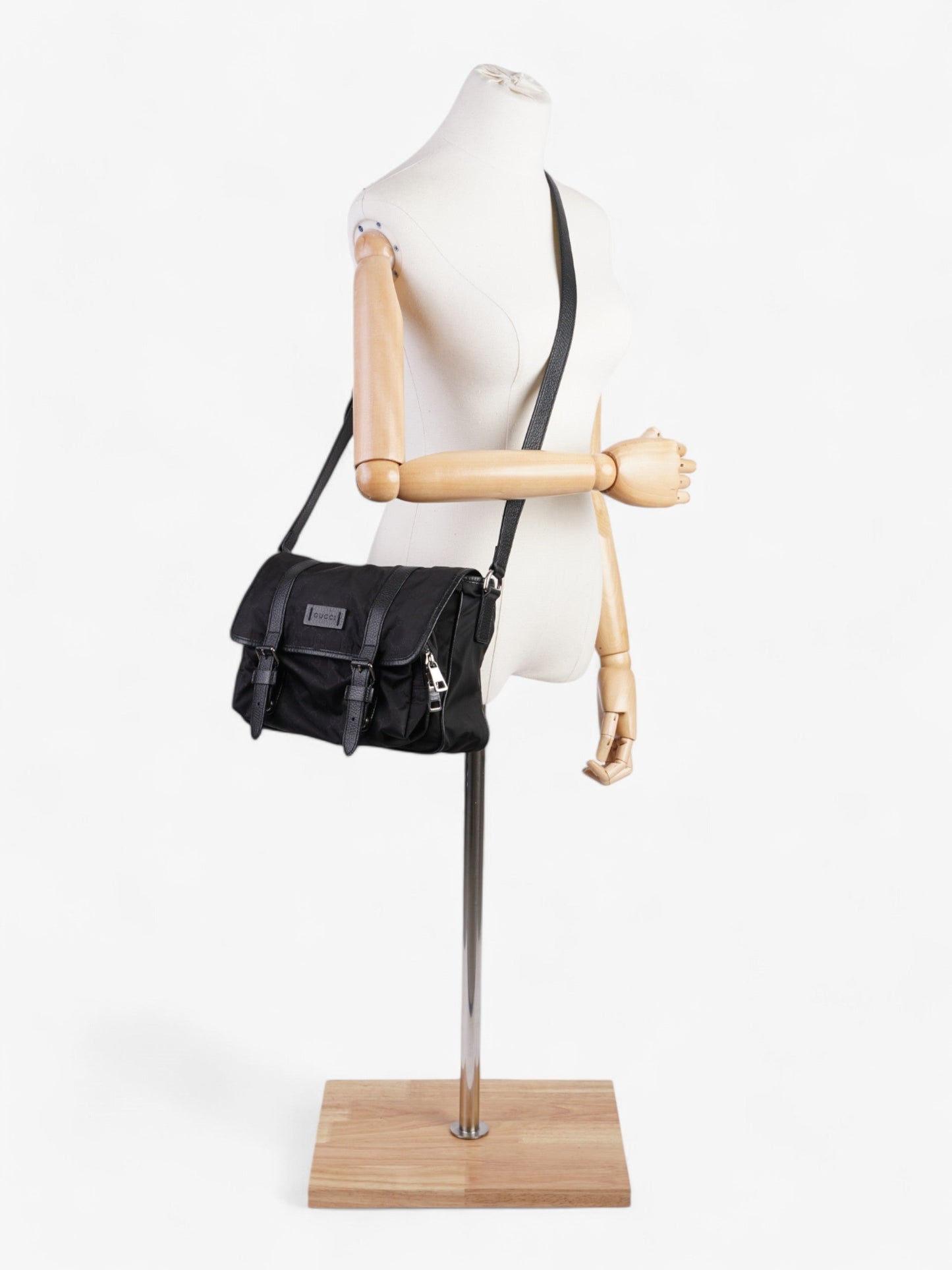 Gucci Monogram Messenger Bag Black Nylon