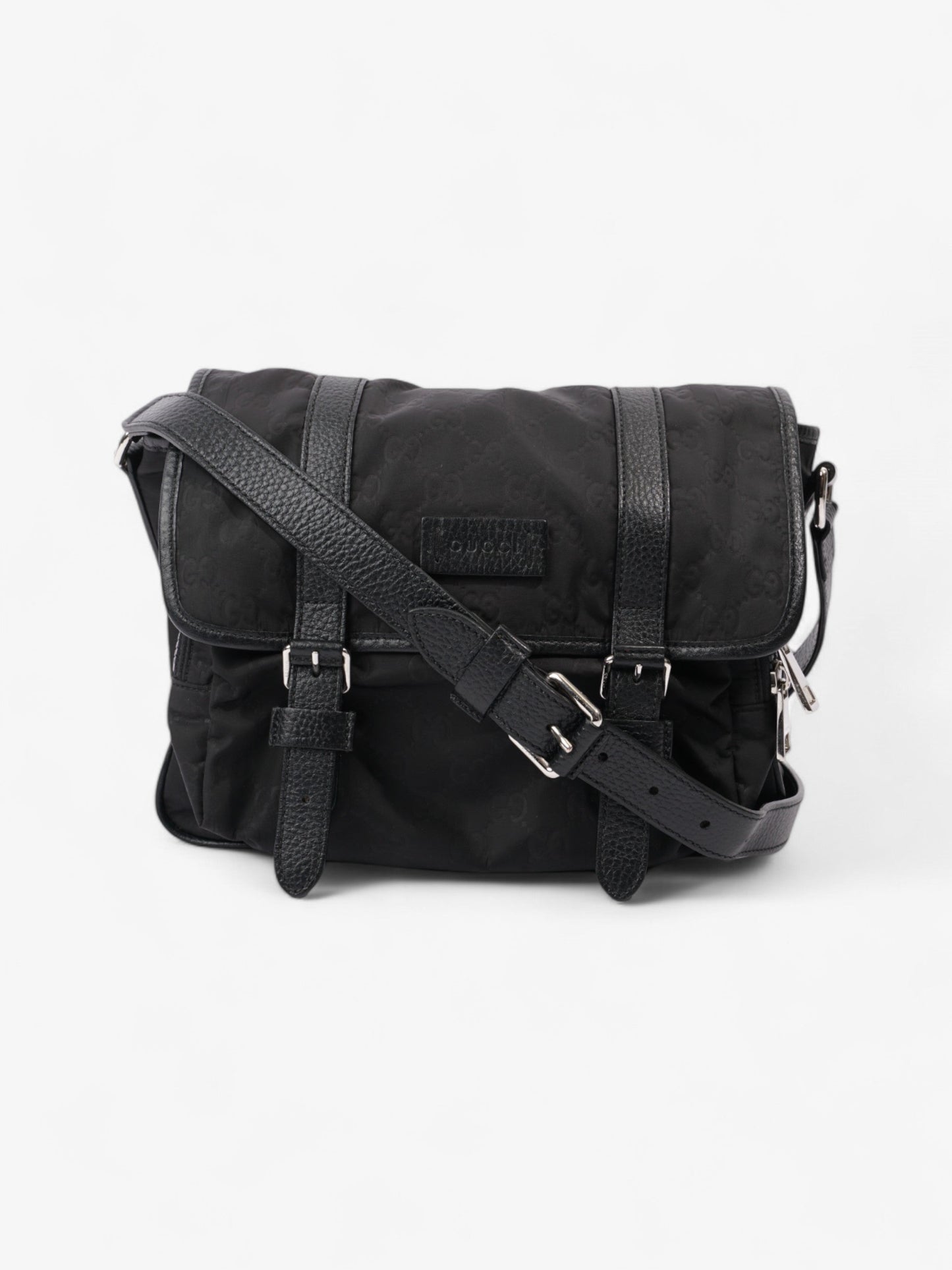 Gucci Monogram Messenger Bag Black Nylon