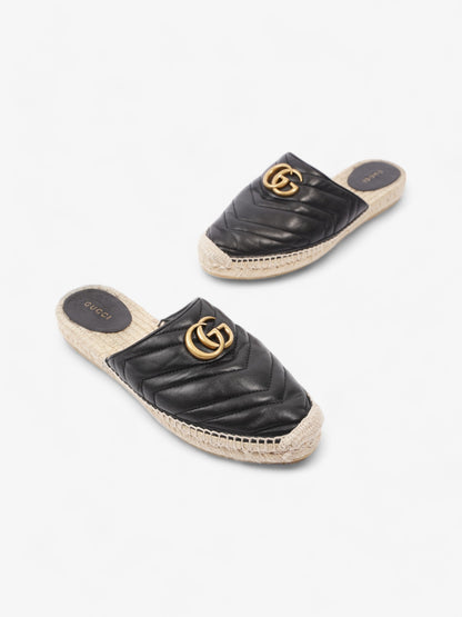Gucci GG Flat Espadrille Black Leather EU 38 UK 5