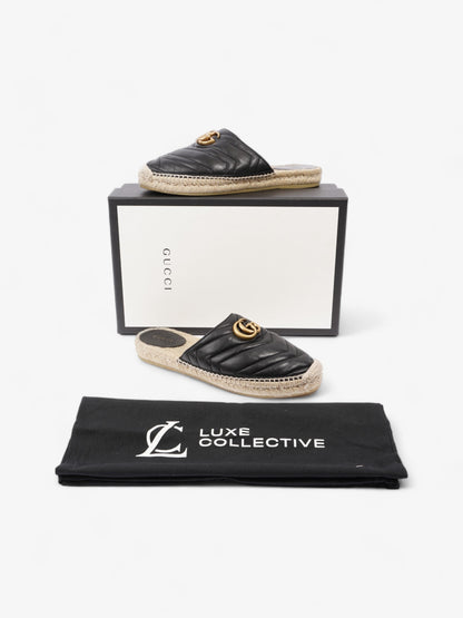 Gucci GG Flat Espadrille Black Leather EU 38 UK 5