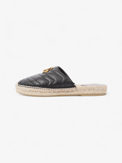 Gucci GG Flat Espadrille Black Leather EU 38 UK 5
