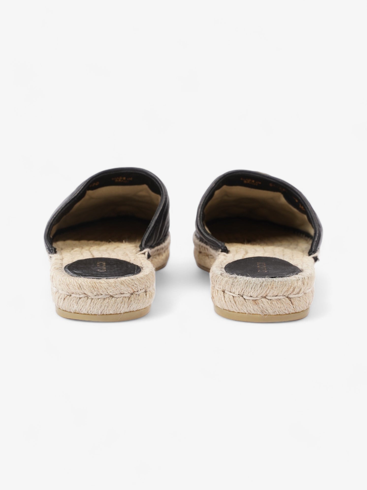 Gucci GG Flat Espadrille Black Leather EU 38 UK 5