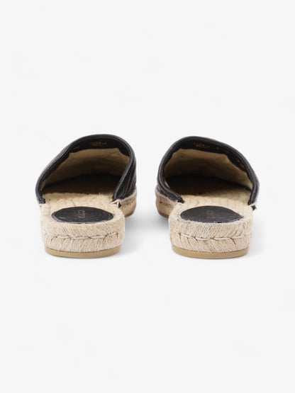 Gucci GG Flat Espadrille Black Leather EU 38 UK 5