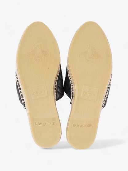 Gucci GG Flat Espadrille Black Leather EU 38 UK 5