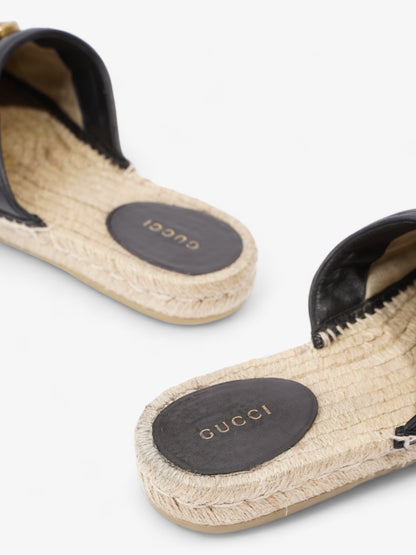 Gucci GG Flat Espadrille Black Leather EU 38 UK 5