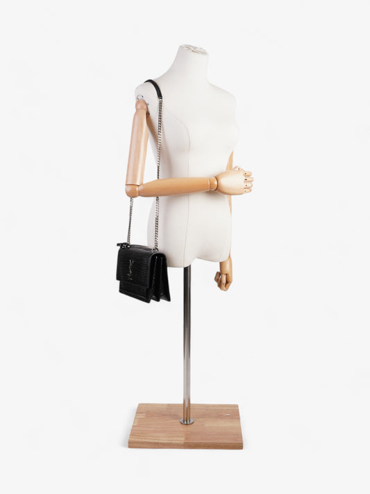 Saint Laurent Sunset Black Embossed Leather Medium