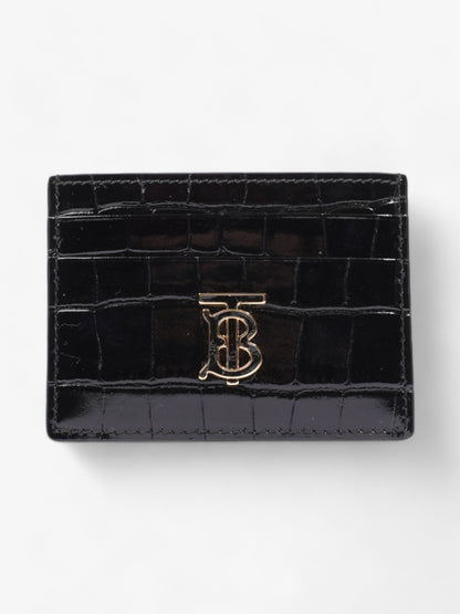 Burberry TB Card Holder Black Embossed Leather