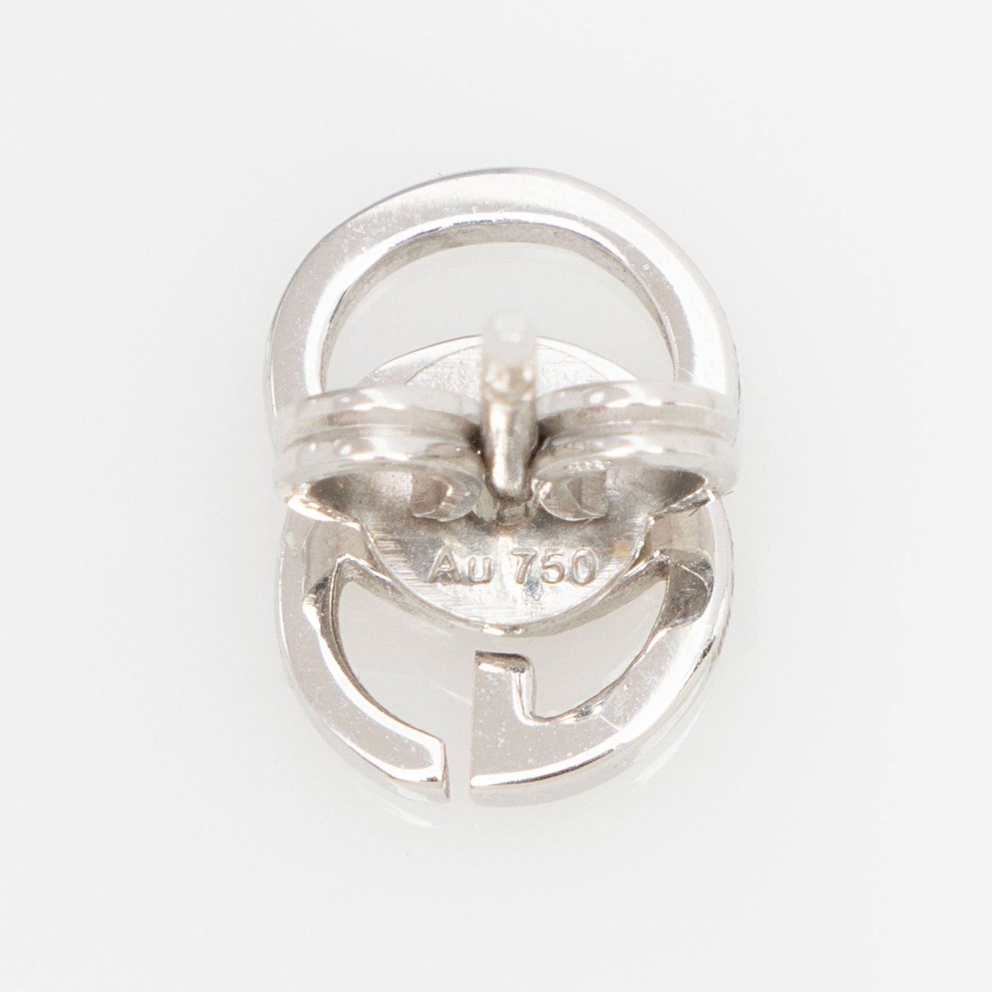 Gucci 18k White Gold GG Running Stud Earrings