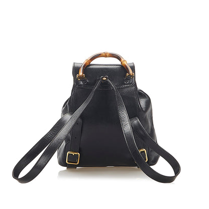 Gucci Bamboo Drawstring Leather Backpack (SHG-22300)