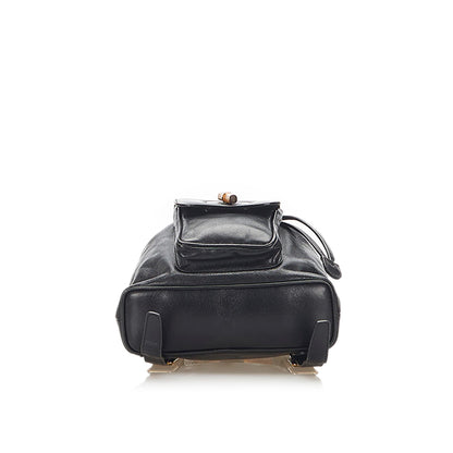 Gucci Bamboo Drawstring Leather Backpack (SHG-22300)