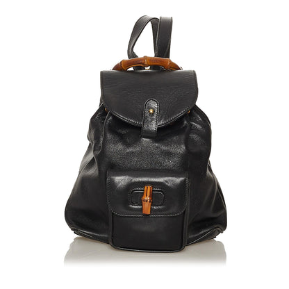 Gucci Bamboo Drawstring Leather Backpack (SHG-29292)