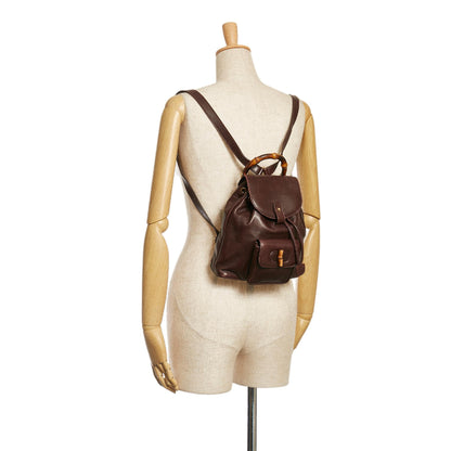 Gucci Bamboo Drawstring Leather Backpack (SHG-34969)