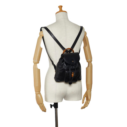 Gucci Bamboo Drawstring Leather Backpack (SHG-quqvrC)