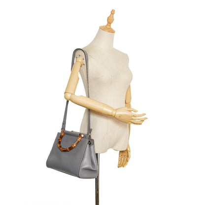 Gucci Bamboo Nymphaea Leather Satchel (SHG-35575)
