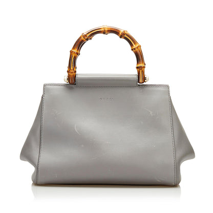 Gucci Bamboo Nymphaea Leather Satchel (SHG-35575)