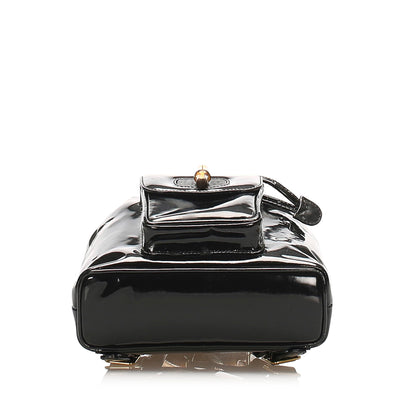 Gucci Bamboo Patent Leather Drawstring Backpack (SHG-32189)